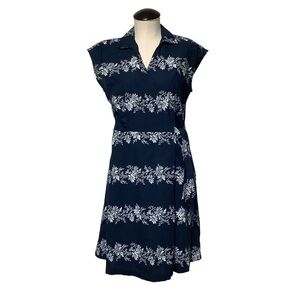 TOMMY HILFIGER Blue & White Floral Wrap Dress‎ - Size